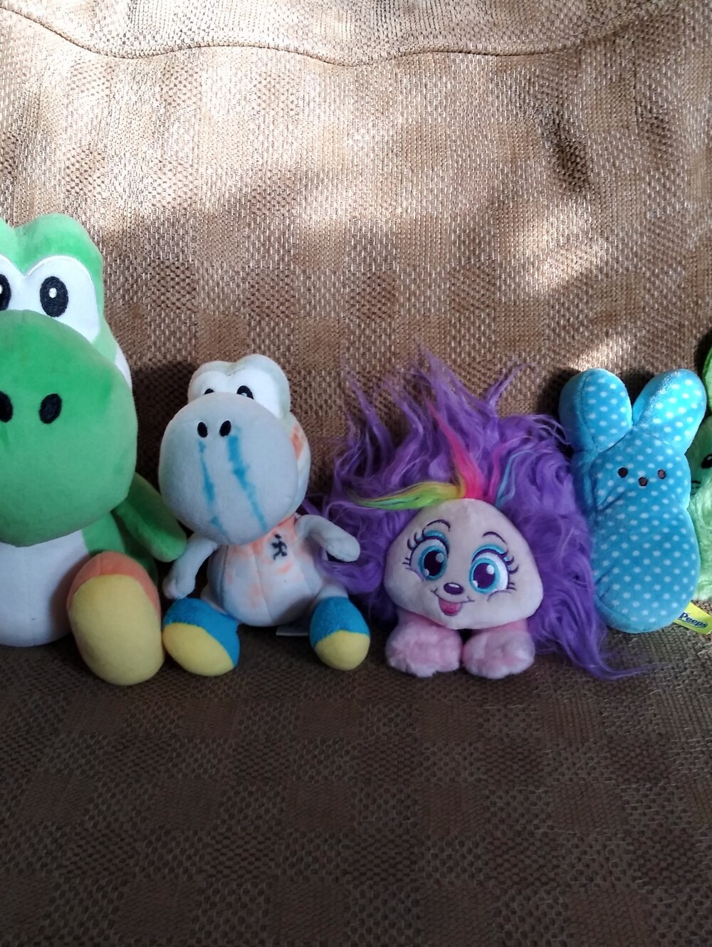 Lot Of 5 Peeps Bunnies 6” 2006 Blue Polka Dots Yoshi Schnooks Super Mario Vtg